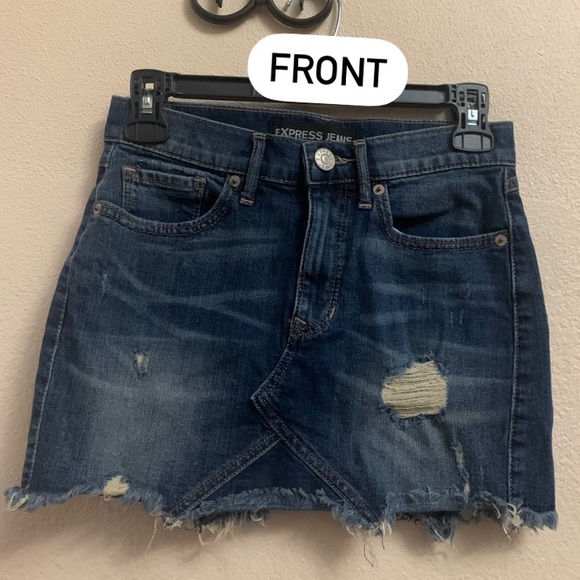 Express Dresses & Skirts - EXPRESS Blue Denim Distressed Skirt